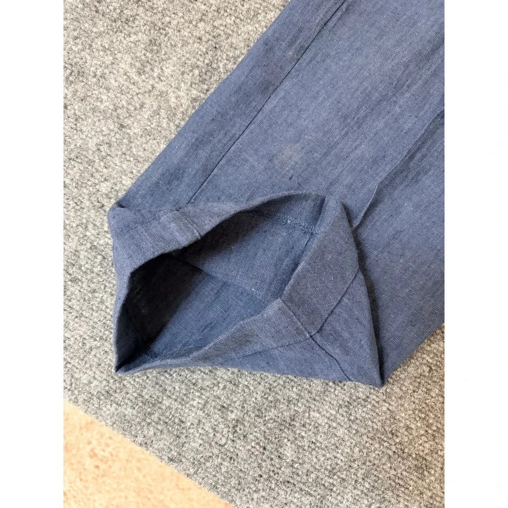 Turnbury Mens Blue 100% Linen Pleated Cuffed Dress Pants Trousers 36x32 NEW